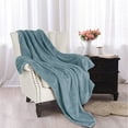 thumbnail image 6 of Exclusivo Mezcla Waffle Textured Extra Large Fleece Blanket, Super Soft and Warm Throw Blanket for Couch, Sofa and Bed (Slate Blue, 50"x70")-Cozy, Fuzzy and Lightweight, 6 of 9