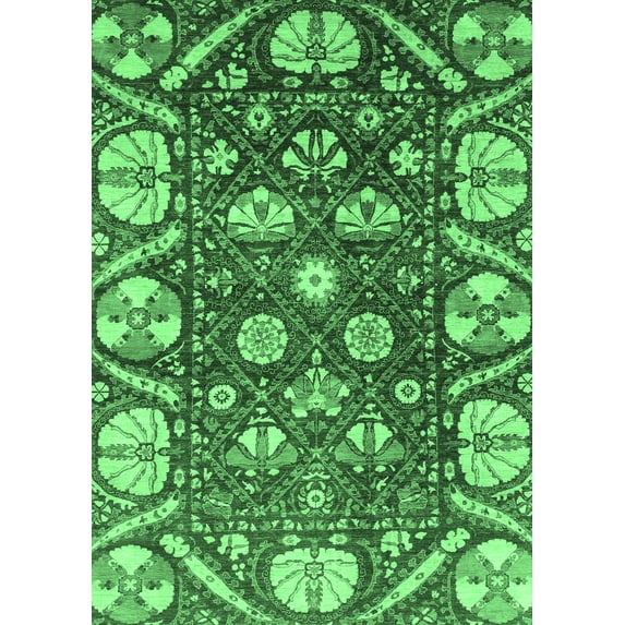 Ahgly Company Indoor Rectangle Abstract Emerald Green Modern Area Rugs, 4' x 6'