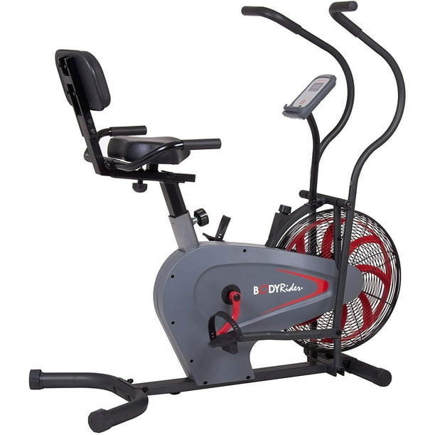 Body Flex Sports Body Rider BRF980 Indoor Stationary Fan Bike with Back  Support 