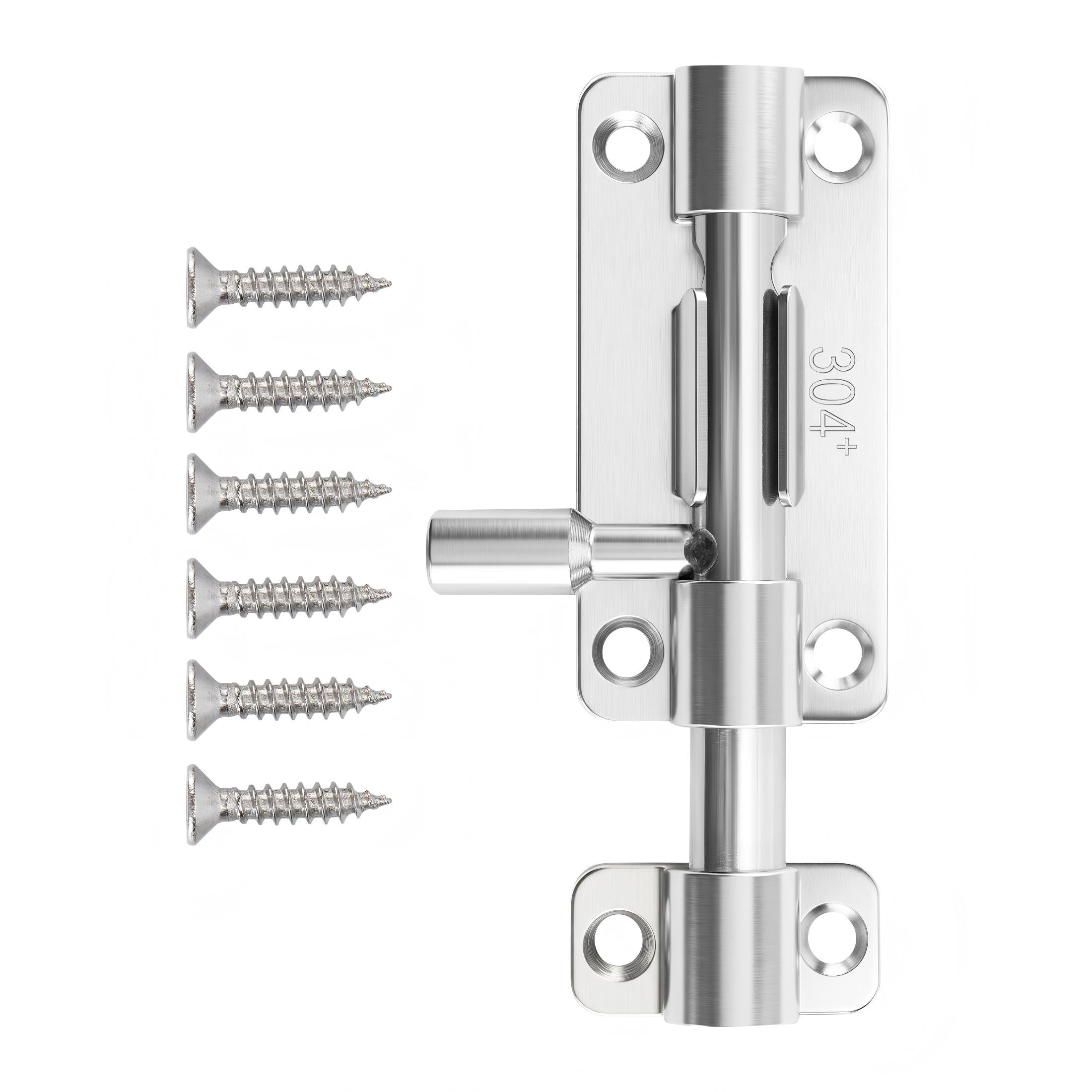 4 Inch Stainless Steel Door Security Slide Latch with Solid Bolt and DIY Installation