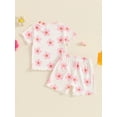 thumbnail image 4 of Suealasg Toddler Baby Girls Clothes 6M 1T 2T 3T Short Sleeve Floral Print T-Shirts Tops + Elastic Waist Shorts Set Infant Girls 2Pcs Summer Casual Outfits, 4 of 7