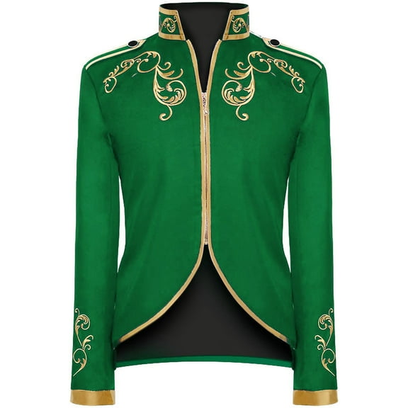 TFEOQRY Men's Gothic Jacket Court Golden Embroidered Steampunk Style Blazers Green