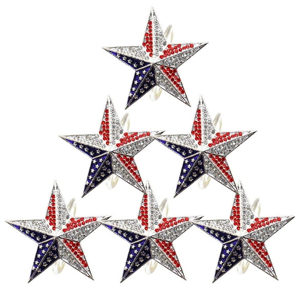 Hytrove Napkin Ring White Alloy 6Pcs 1.9In Star Shaped Table Decoration