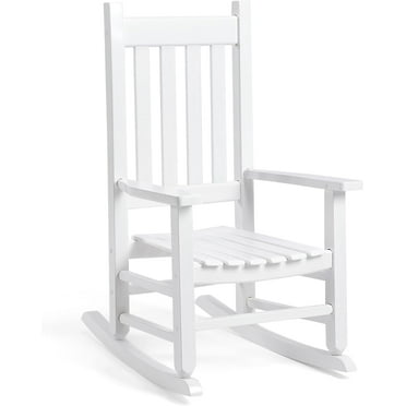 Child's Wood Porch Rocker - Perfect for Indoor or Outdoor All Weather Porch Rocker for Garden,Lawn,Balcony,Backyard and Patio Porch Rocker Use - Suitable for 6-10 Years Old (White)