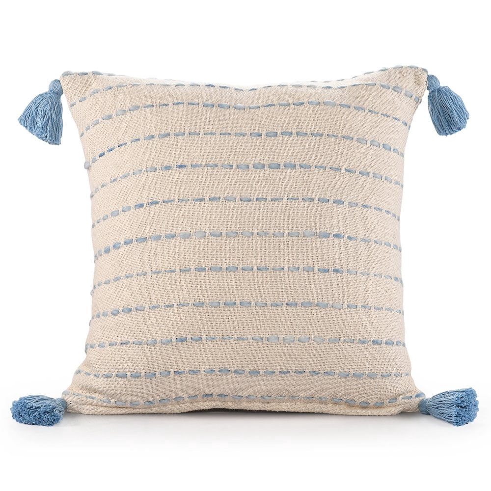 Harlow Hill Angel Blue Striped Farmhouse Cotton Blend Polyfilled Throw Pillow Set of 2, 20" x 20"