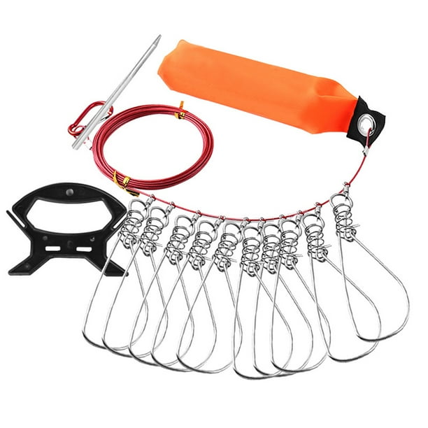Fishing Stringer with 10 Stainless Steel Snaps Fishing Lock Buckle