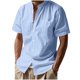 thumbnail image 2 of pstuiky Mangas cortas para hombre, Blusa informal de manga corta con cuello vuelto y botones de color liso para hombre camisetas de hombre xl, 2 of 9