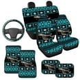 thumbnail image 3 of HUIACONG Blue Aztec Turtle All Weather Car Mats Set 9 Pack Rubber Non-Slip Floor Mats with ar Steering Wheel Cover and Car Seat Covers Auto Interior Accessories Universal Fit Automotive Floor Mats, 3 of 8