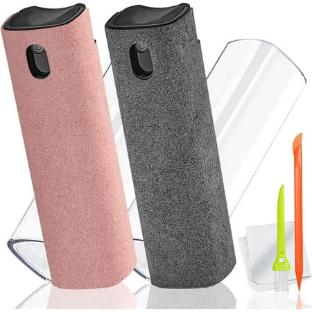 2 Pack Screen Cleaner Spray, DauMeiQH Phone Touchscreen Mist Cleaning Kit for Laptop, Computer, iPad, iPhone, MacBook Pro, Car Screen, Tablet, Monitor, TV with Cloth, Brush and Airpod Pen (Pink Grey)