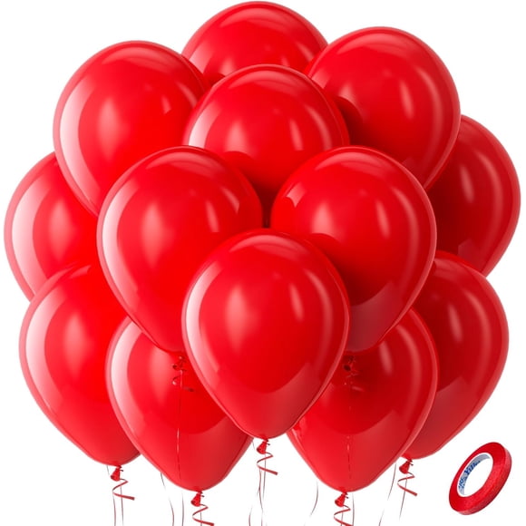 Red Balloons Latex Party Balloons - 100 Pack 12 inch Round Helium Red Balloons for Valentines Day Casino Theme Wedding Birthday Patriotic Party Decorations