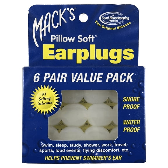 Mack's Reusable Soft Silicone Earplugs, 6 Pair