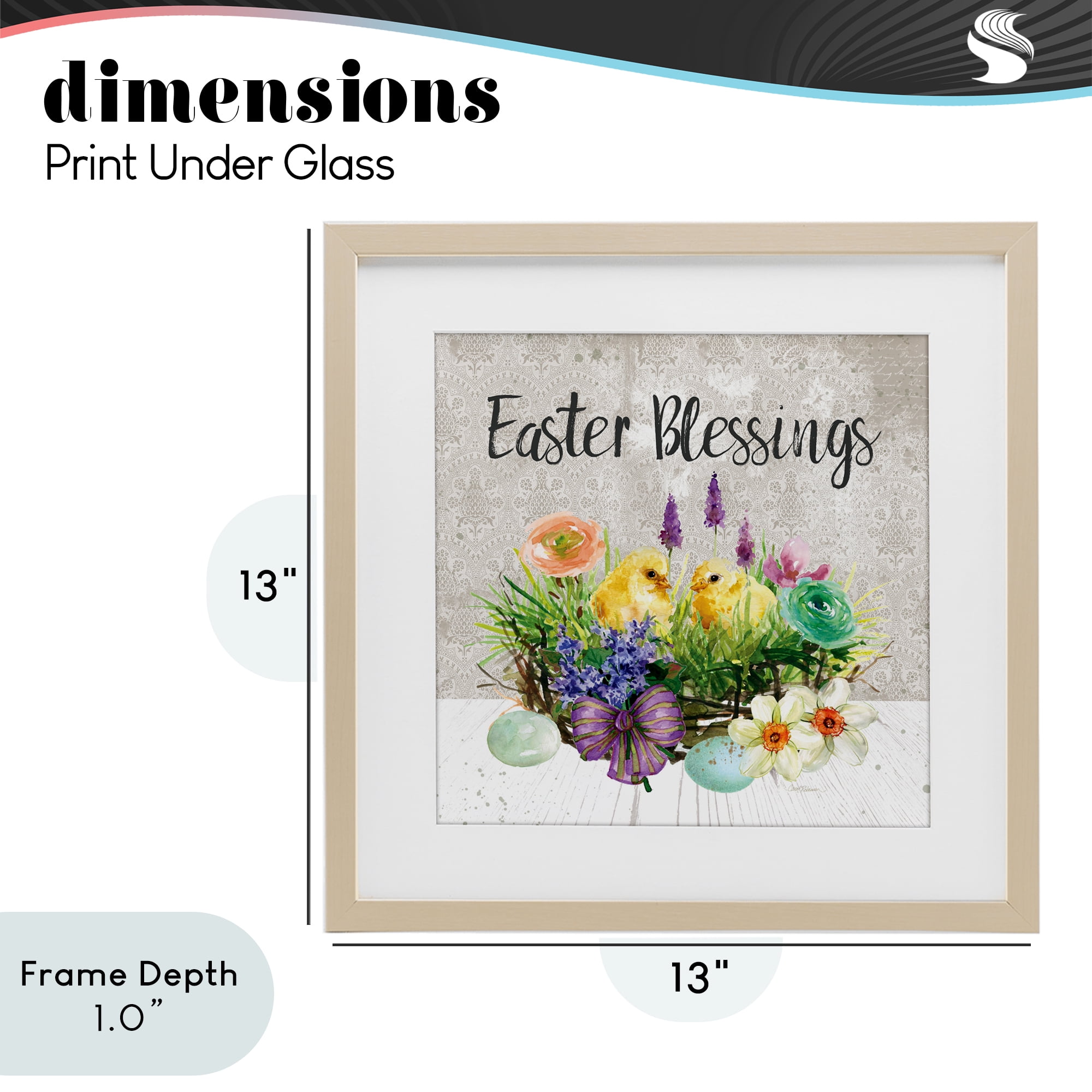 Stupell Industries Easter Blessings Basket of Flowers Birch Framed Print Under Glass, design by Carol Robinson