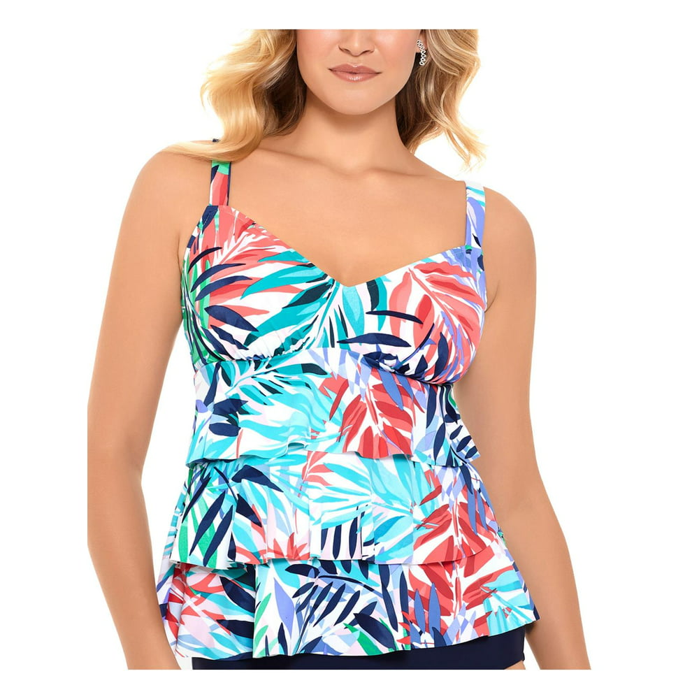 Swim Solutions - Swim Solutions Womens Palm Springs Floral Tiered ...