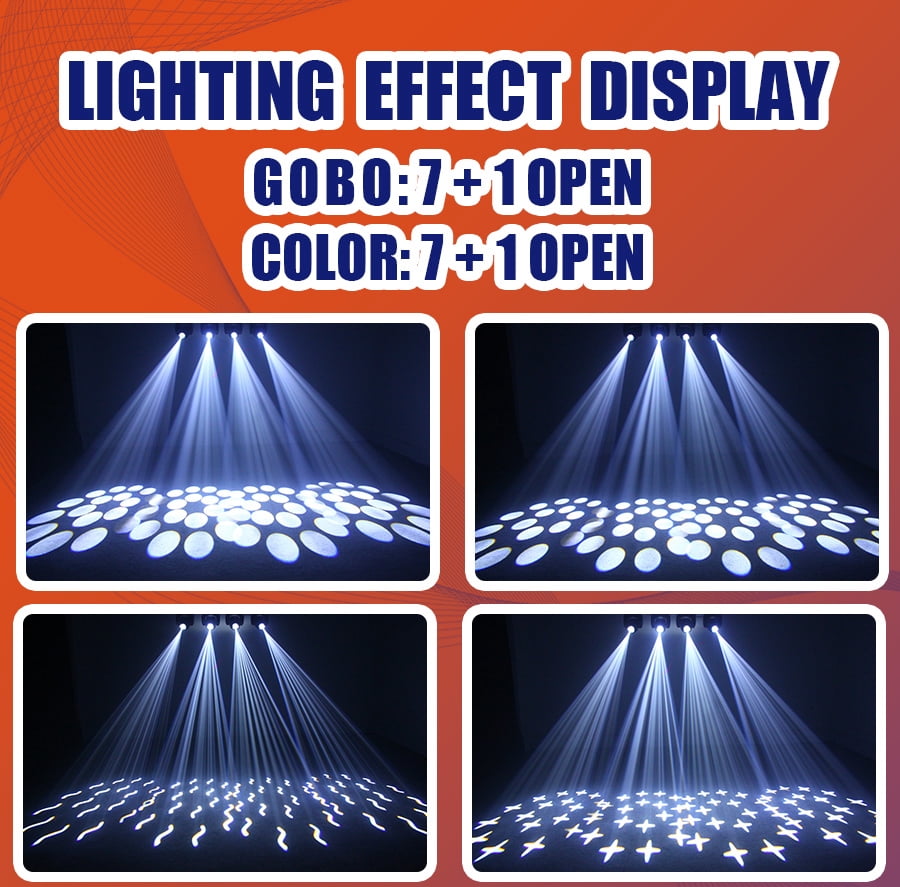 Moving Head LED 100W Lights, 100W DJ Disco Stage Lights Effect For Wedding Party, 8Packs, Black