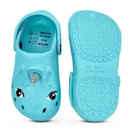

NORTY Toddler Girls Comfort Clogs Female Ankle Strap Sandals Aqua Unicorn