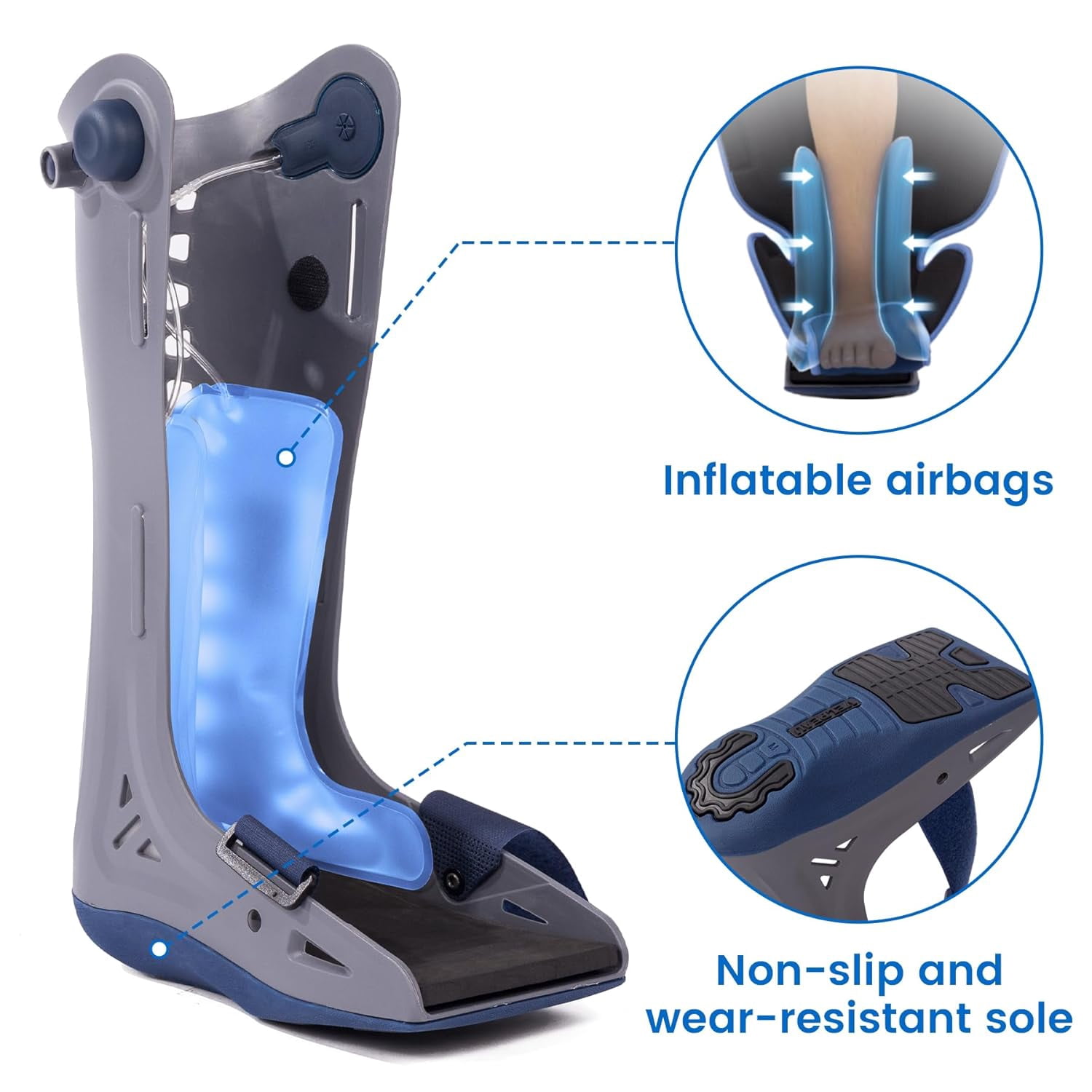 Tall Air Boot Tall CAM Boot,Orthopedic Walking Boot for Sprained Ankle with Air Pump ,Unisex Foot Brace for Injured Foot, Ankle Sprain, Broken Toe & Post Surgery(Small)