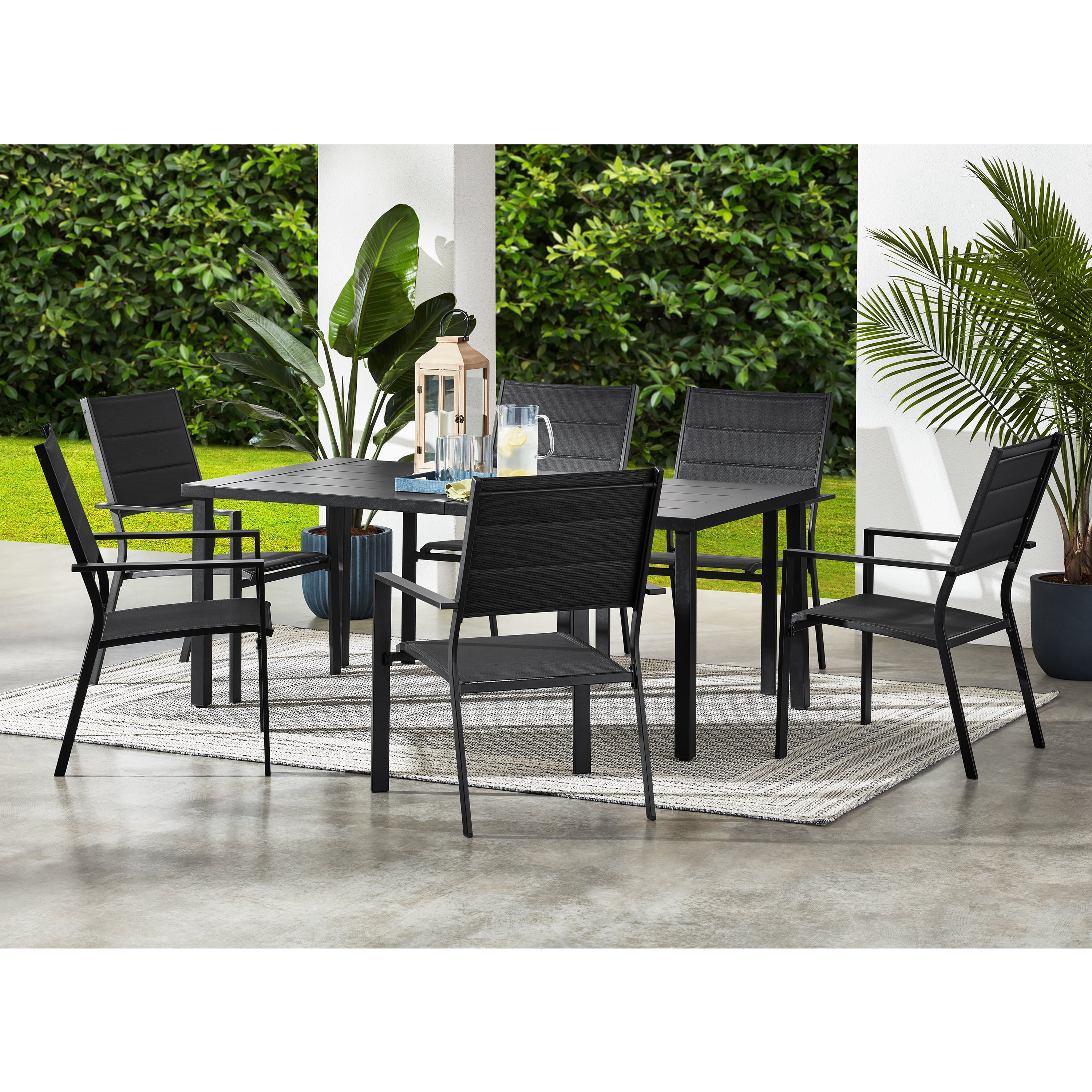 Mainstays Dashwood 7-Piece Steel Outdoor Dining Set, Black