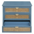 thumbnail image 5 of 3 Drawer Cabinet, Rattan Dresser Chest of 3 Drawers with Golden Metal Handles, Accent Storage Cabinet Retro Bedside Table for Living Room Bedroom, Study Room, Blue, 5 of 9