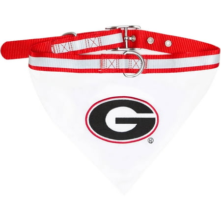 Pets First College Georgia Bulldogs Pet Bandana, 3 Sizes Available. With Collar