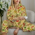 thumbnail image 6 of Fotbe Fruits And Vegetables Pattern Long Sleeve Pajama Set for Women,Sleepwear Set,2-piece Loungewear Set,Soft PJs Comfy Nightwear with Pockets -X-Large, 6 of 7