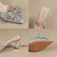 thumbnail image 2 of SACFOF Women's Rhinestone Bow Glitter Kitten Heel Mules Closed Pointed Toe Fashion Backless Slip On Sparkly Stiletto Heeled Sandals for Wedding Bridal Party Dress, 2 of 6