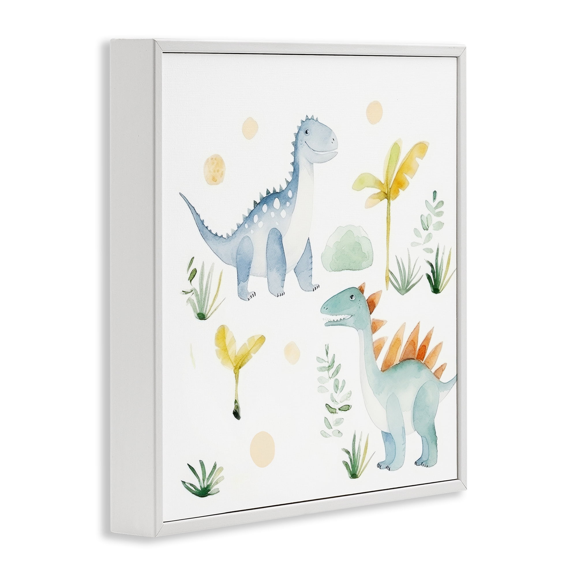 Stupell Industries Dino Wonderland Friends White Framed Giclee Art, design by Lazar Studio
