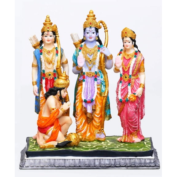 Sri Krishna Culture- Hand Crafted Medium Ram Darbar-Hindu God and Goddess Idol/Statue/Murti/Figurine(7")-Polyster Resin-Multicolour-Showpieces for Gifting and Home Decor