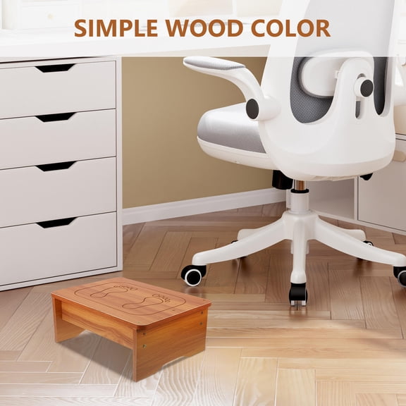 RENACLIPY Wooden Step Stool with Non- and Khaki Footrest, and for Kids and Adults at Home