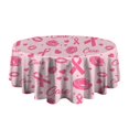 thumbnail image 5 of Pink Breast Cancer and Pioneer Flower Love Round Tablecloth 60"x60",Wrinkle Wipeable Table Cloth for Kitchen Dining Room Picnic Patio Party, 5 of 6