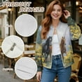 thumbnail image 6 of COEQINE Women's Bomber Jacket Zip Up Long Sleeve Varsity Shackets Lightweight Coat with Pockets, Stand Collar Loose Fit Casual Jacket Fall Winter Outfits, Small, Horse Floral Yellow, 6 of 7