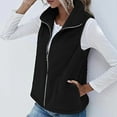 thumbnail image 4 of qolati Womens Fuzzy Fleece Jacket Fall Winter Casual Sherpa Lapel Sleeveless Zip Up Vest Jackets Cozy Solid Sweater Cardigan Coat Outerwear with Pocket, 4 of 7