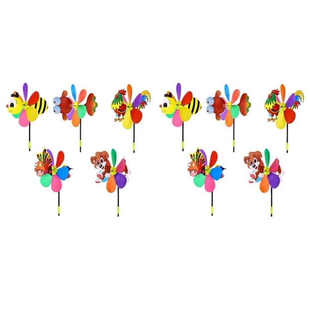 10 Piezas Molinos de Viento Colorido Viento Spinner 3D Animal Molinillo de Adorno de Jardín