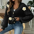 thumbnail image 7 of Women's Winter Loose Fit Long Sleeve Cardigan Sweater Coat Top Solid Color Soft Warm Casual Daily Wear Loungewear Travel Fashion Essential Gift for Women | Aestivo,Black L, 7 of 7