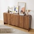 thumbnail image 6 of Fluted Sideboard Buffet Cabinet with Storage, 59'' Curved Buffet Cabinet with 4 Doors & Shleves, Modern Credenza Wood Coffee Bar Table Console for Dining Room Kitchen Living Room Entryway, Walnut, 6 of 9