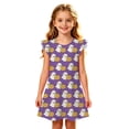 thumbnail image 5 of Yuncity Girls Halloween Dress Crew Neck Ruffle Sleeve Cute Ghost Pumpkin Print Sweet Casual Nightdress Size 4-5 Years Purple, 5 of 5