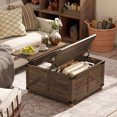 thumbnail image 2 of HOMCOM Lift Top Coffee Table with Hidden Compartment, Brown Wood Grain, 2 of 10