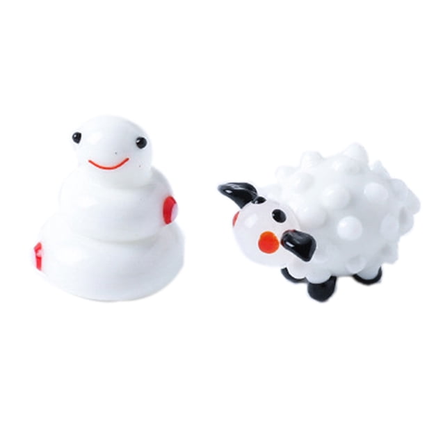 Figuras de animales hechas a mano, minifiguras de animales de vidrio soplado a mano para decoración del hogar, regalo de cumpleaños, 2 uds.