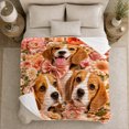 thumbnail image 5 of Three Cheerful Beagle Dogs Peach Bows Among Floral, Festive Pet Portrait Pattern, Warm Flannel Blanket for Living Room and Bedroom, Dog Lovers Christmas Gift, Pet Lover Home Decor, 5 of 9