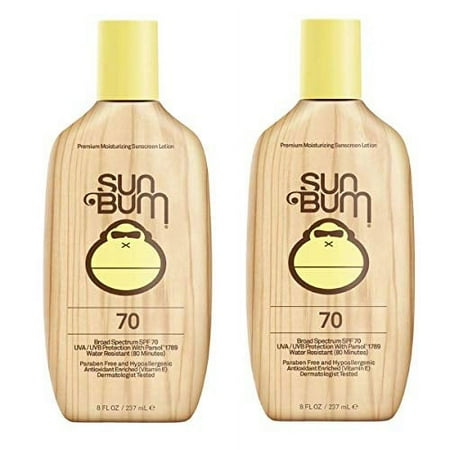Sun Bum Original SPF 70 Sunscreen Lotion | Vegan and Reef Friendly (Octinoxate & Oxybenzone Free) Broad Spectrum Moisturizing UVA/UVB Sunscreen with Vitamin E | 8 oz | 2 Pack