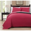 Retired Project Runway Oversized Reversible Quilted Coverlet Set / Wrinkle-Free Mini Bedspread Set : Red and Black, King/Calking