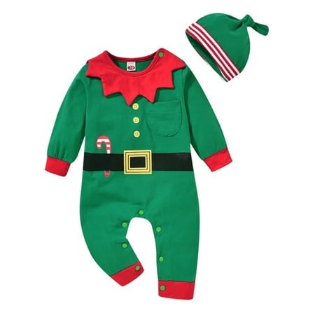 

Avamo Newborn Loose One Piece Bodysuit Christmas Casual Playsuit With Pocket Party Romper Green 70 (0-3M)