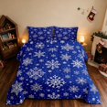 thumbnail image 2 of Manfei Snowflake Full Size Comforter Sets Snow Bedding Comforter Set, Red Green 3-Pieces 1 Comforter and 2 Pillowcases, Navy Reversible, 2 of 6