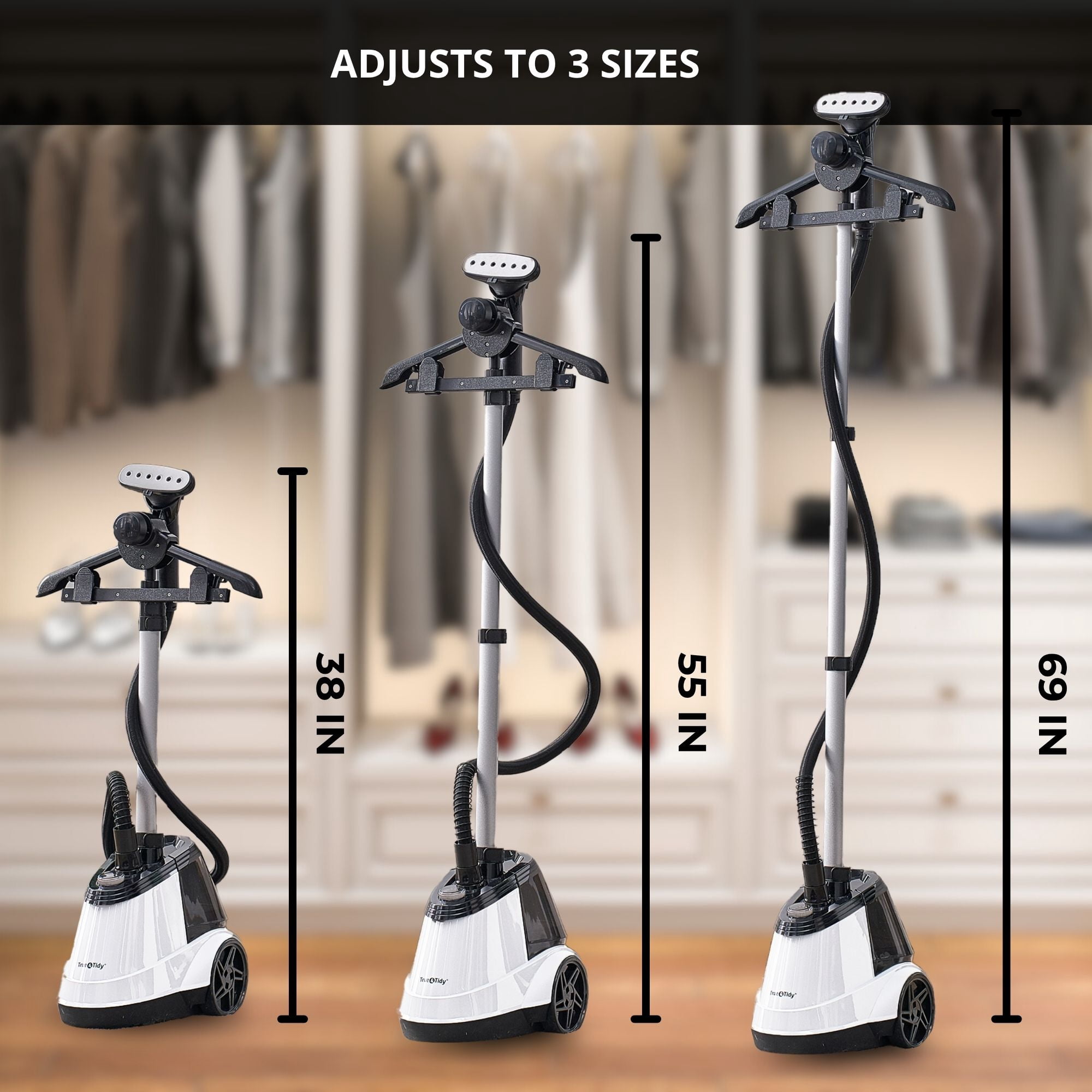 True & Tidy Tidy Commercial Heavy Duty Garment Steamer with Extra Large  Water Tank, White