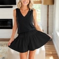 thumbnail image 6 of Women Elastic High Waist Lightweight Stretch Comfy Flowy Shorts Pleated Ruffle Fold Loose Boho Culotte Five Finger Short Pant Solid Color Casual Beach Vacation Fashion Bottom Clothing Black L, 6 of 6