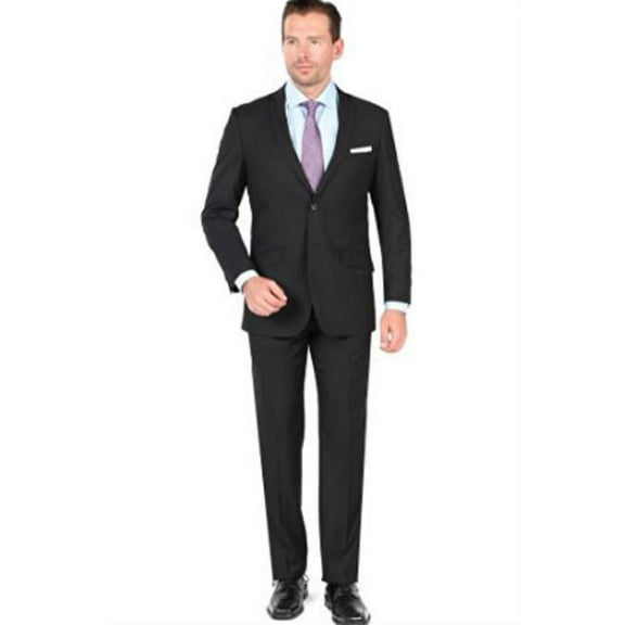 Men's Notch Lapel 2 Button Closure Single Breasted Slim Fit Suit Black Cheap Priced Business Suits Clearance Sale Suits For Men