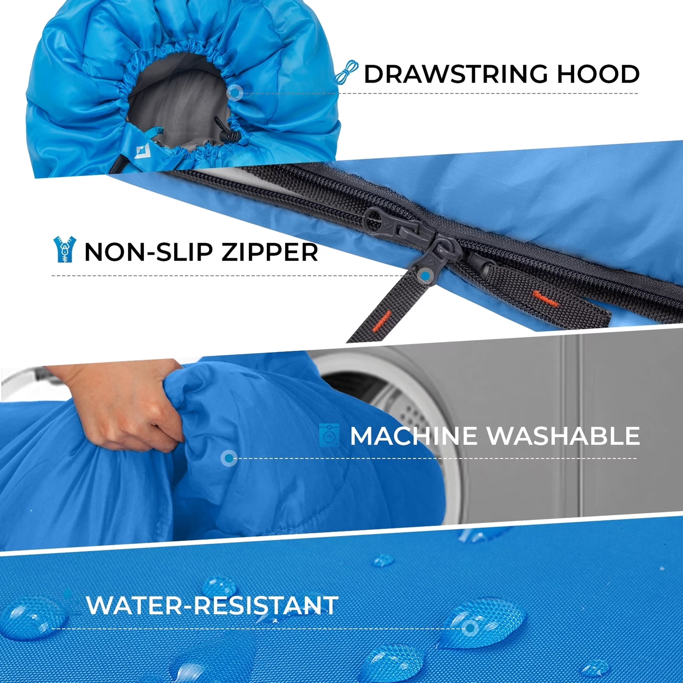 KingCamp Camping Sleeping Bag for Adults, 3-Season Portable Sleeping Bags, Lightweight Single Sleeping Bag  for Backpacking,  Hiking (Blue) 3.09 lbs
