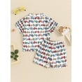 thumbnail image 5 of FEORJGP Kids Little Boy Farm Outfits 1T-7T Toddler Baby Short Sleeve T-Shirts Cartoon Tractor Print Shirts Button Down Tops with Elastic Waist Shorts sual Loungewear Clothes for Summer Daily, 5 of 9