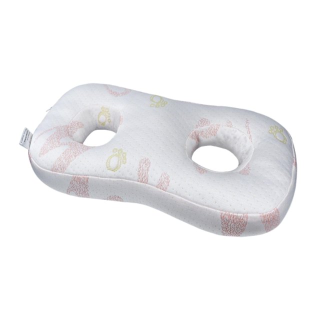 Almohada para perforación de orejas, protector de soporte suave con 2 orificios para dormir, tapones para los oídos, Rosa