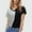 Gray, variant on QUNYINEY V Neck Women's Tops Casual Colorblock Pullover Short Sleeve Shirts Loose Button Womens Shirts