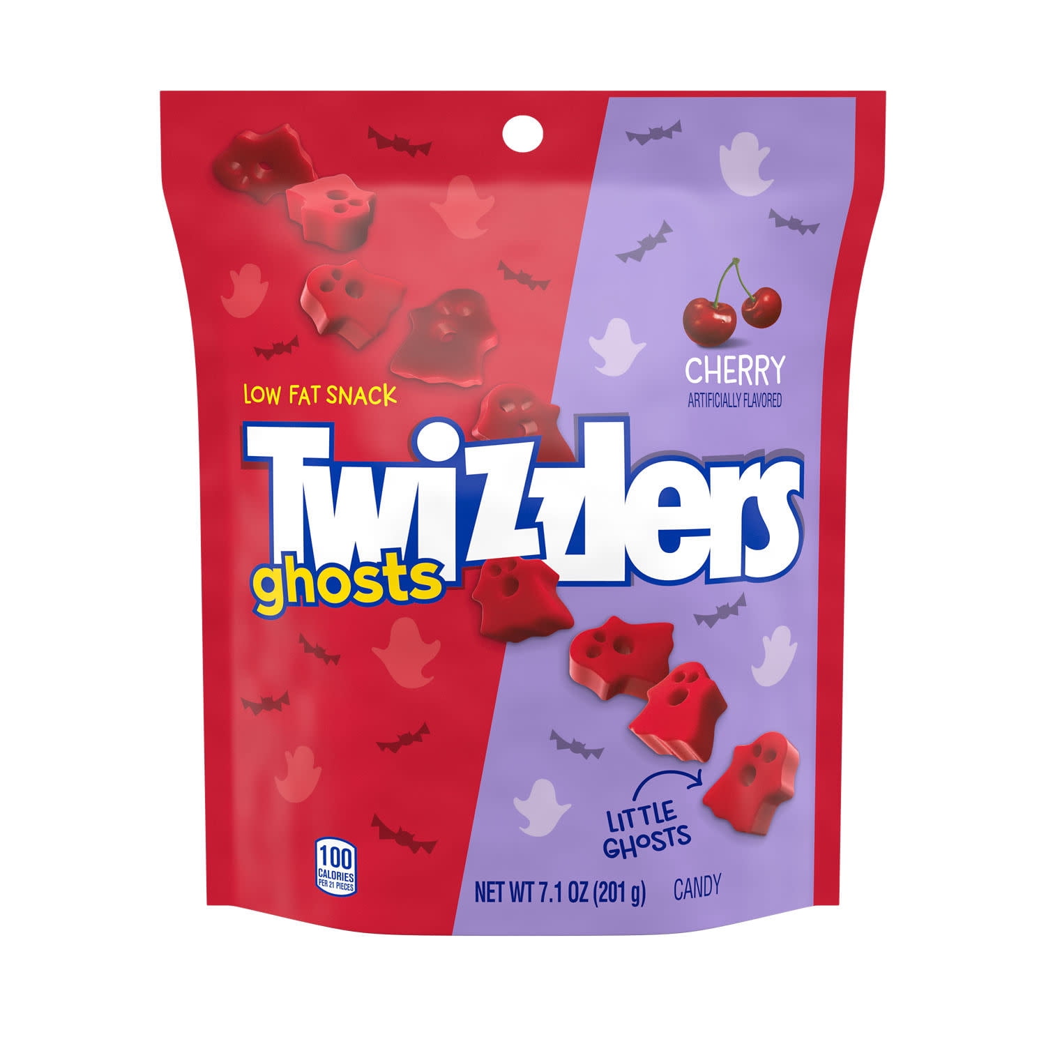 (2 pack) Twizzlers Ghosts Cherry Flavored Chewy, Halloween Candy Bag, 7.1 oz